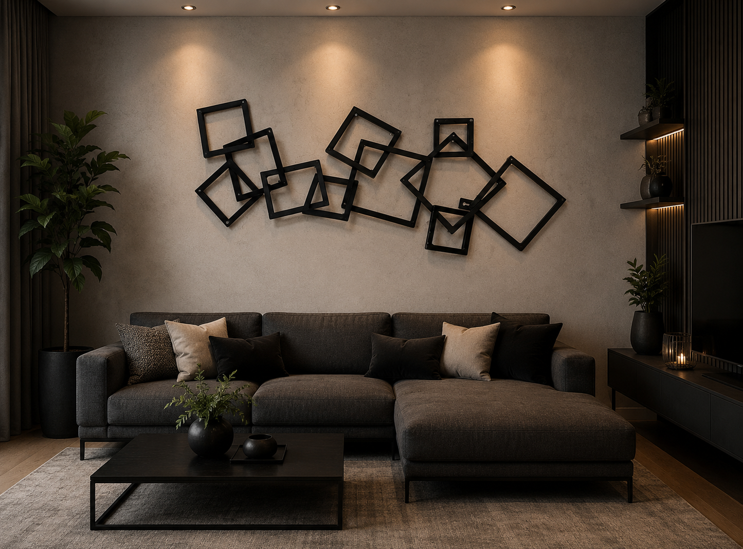 Abstract Square Design Geometric Steel Wall Art AGS0001