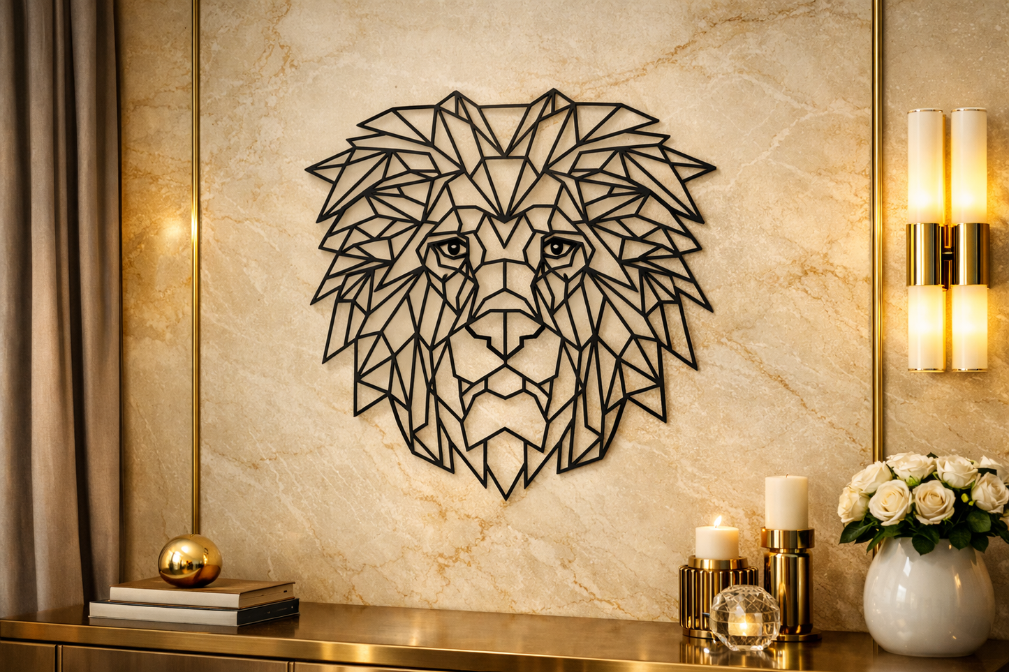 Geometric Lion Metal Wall Art WAG00011